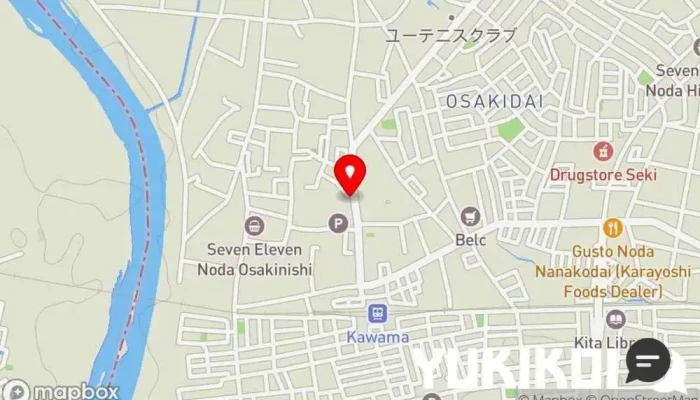 の地図 BARRIO Grill & Restaurant Noda-shi Chiba Japan Kawama バリオ グリル フィリピン料理店 で 野田市
