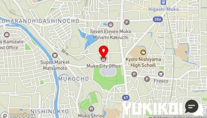 の地図 Cafe＆Dining HANAむこう 向日市役所 本館５F レストラン で 向日市