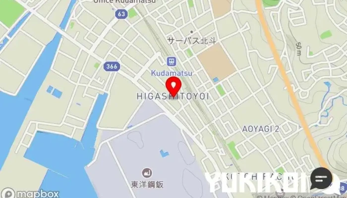 の地図 お好み焼パクチャン 本店 鉄板焼き店, 和食店, お好み焼き店 で 下松市