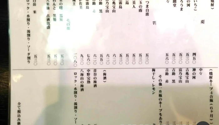 お食事処 なんとか -  メニュー - 枚方市
