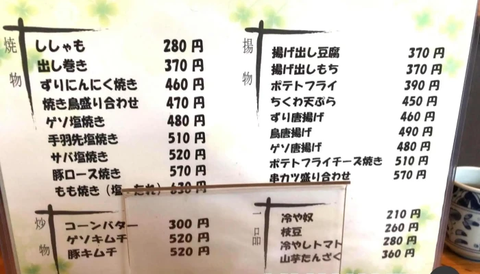 お食事処 鍋千花 -  メニュー - 枚方市