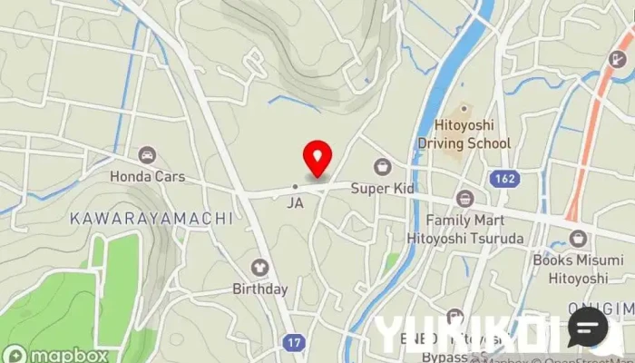 の地図 かどや うどん屋 で 人吉市
