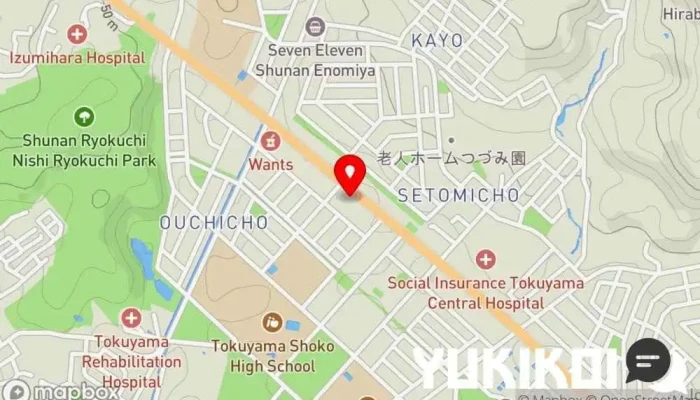 の地図 しゃぶ葉 周南周陽店 しゃぶしゃぶレストラン, ファミリー レストラン, 鍋料理店, 和食店, テイクアウト で 周南市