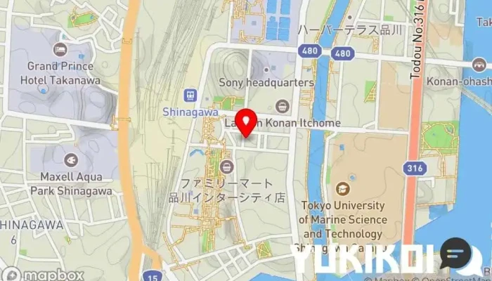 の地図 ときしらず 品川 居酒屋, 宴会場, かに料理店, 創作料理店, 鮮魚店, 純和食店, 和食店, 海鮮丼専門店, シーフード・海鮮料理店, 軽食店 で 港区