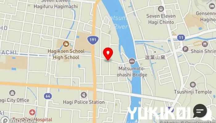 の地図 ぼてじゅう お好み焼き店 で 萩市