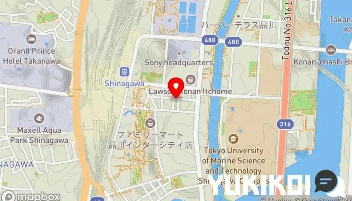 の地図 わらやき屋 品川 居酒屋, ブランチ レストラン, 郷土料理店, 和食店, テイクアウト, レストラン で 港区