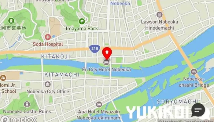 の地図 エンシティホテル延岡 ホテル, ビュッフェ レストラン で 延岡市