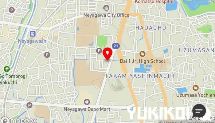 の地図 ココス 寝屋川店 ファミリー レストラン, 朝食レストラン, フレンチステーキハウス, ピザ店 で 寝屋川市