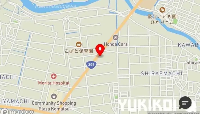 の地図 ジョリーパスタ 小松店 イタリア料理店, ファミリー レストラン, テイクアウト, 製麺・販売店, 持ち帰り用ピザ で 小松市