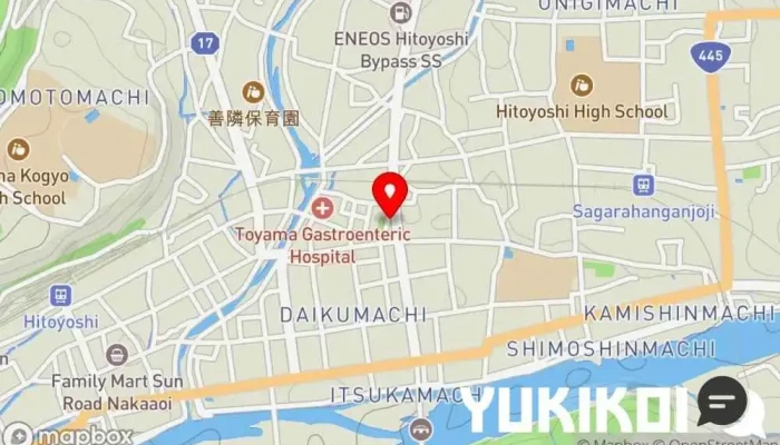 の地図 ハーティサンクス ピザ店 で 人吉市