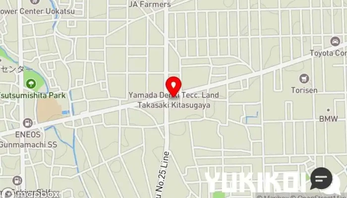の地図 フライングガーデン 群馬町店 ファミリー レストラン で 高崎市