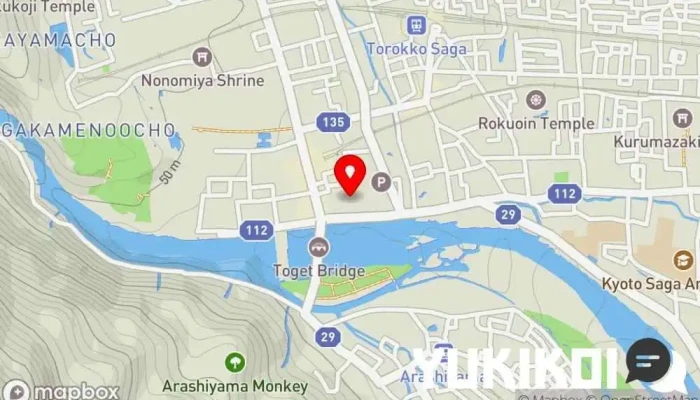 の地図 レストラン嵐山 レストラン, ビュッフェ レストラン, イタリア料理店, 和食店, 京都風日本料理店, おばんざい料理店 で 京都市