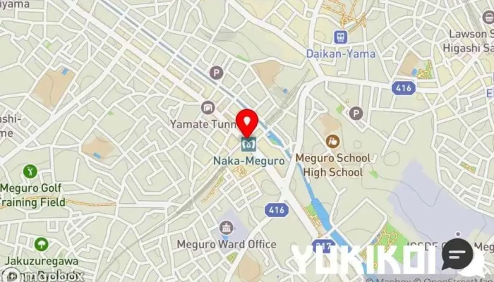 の地図 中目黒高架下 ショッピング モール, カフェテリア, 鶏料理店, コーヒー ショップ, ドーナツ店, カレー店, 居酒屋, おでん店, 寿司店, ワイン専門店 で 目黒区