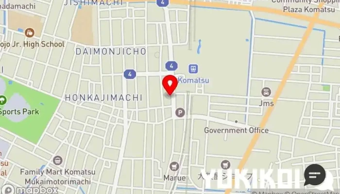 の地図 団欒 小松店 居酒屋, 魚料理店, 鍋料理店, 郷土料理店, 肉料理店, おでん店, レストラン, しゃぶしゃぶレストラン, 天ぷら店 で 小松市