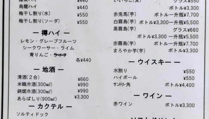 居酒屋 山映 -  メニュー - 南陽市