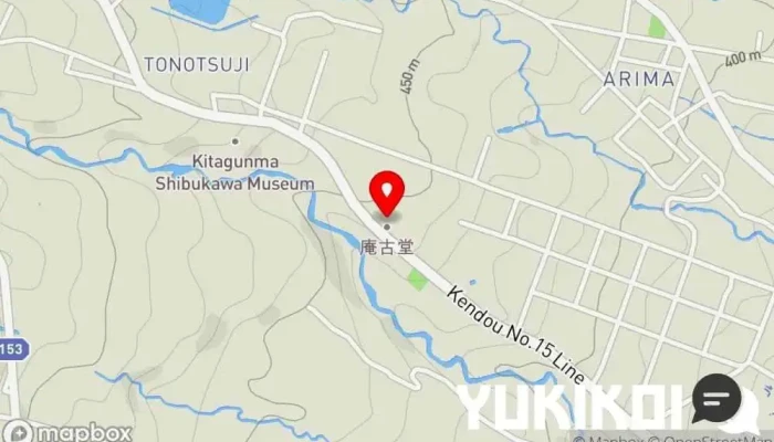 の地図 庵古堂 うどん屋, 菓子卸売業者 で 吉岡町
