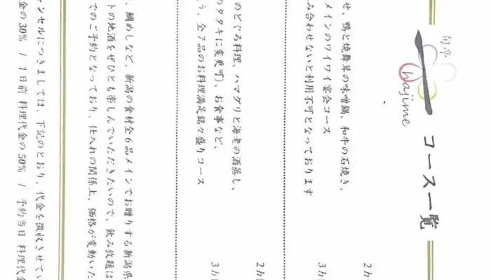 旬亭 一 -  メニュー - 柏崎市