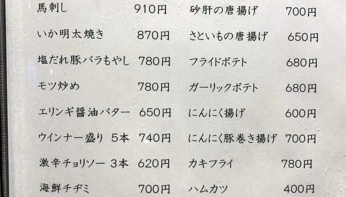 炉ばた焼 喜楽 -  メニュー - 柏崎市