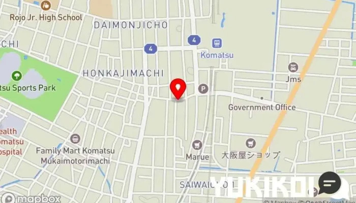 の地図 焼肉炙り道場あかみ牛 焼肉店 で 小松市