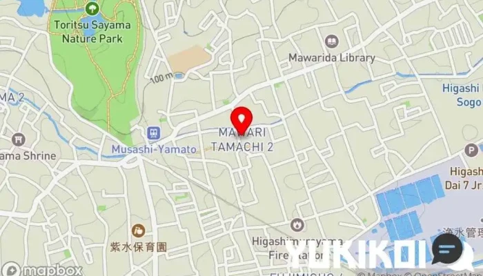 の地図 石庭こまち うどん屋 で 東村山市