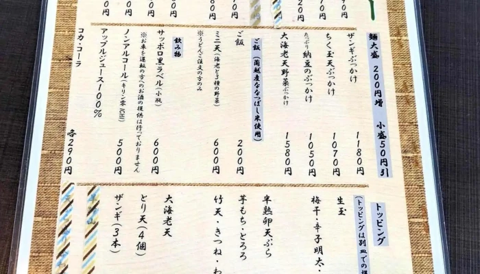 自家製うどん ごころ -  メニュー - 倶知安町