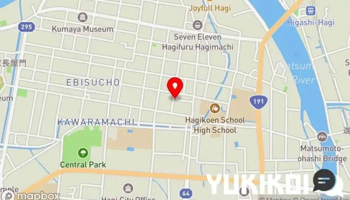 の地図 萩市 ラウンジなづき 軽食店, バー, ラウンジ で 萩市