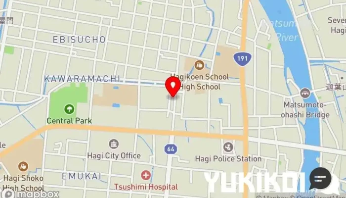 の地図 鉄板焼きふ〜ふ〜 鉄板焼き店 で 萩市