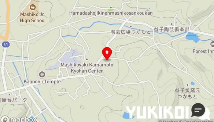 の地図 陶知庵 碧いうつわと田舎料理 和食店, カフェ・喫茶, 陶器専門店 で 益子町