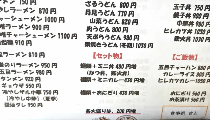 食事処 せと -  番号 - 長岡市